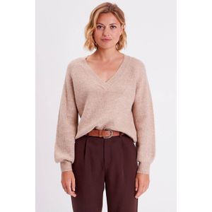 Cache Cache gemêleerde gebreide trui beige