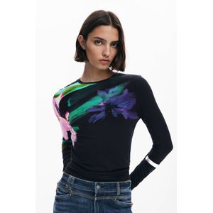 Desigual - Gebloemde Top - Zwart