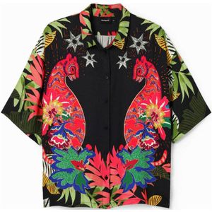 Desigual blouse met all over print zwart/rood/blauw