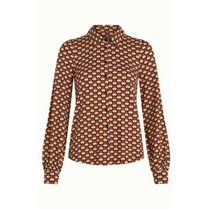 King Louie blouse Maisie Blouse Valet met grafische print donkerblauw/rood/geel