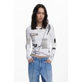 Desigual - Longsleeve T-shirt - Wit - Viscose