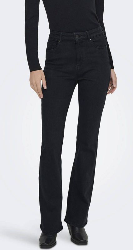 Flare jeans met hoge taille ONLY. Denim materiaal. Maten Maat 27 US - Lengte 32. Blauw kleur