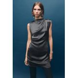 Mango satijnen cocktailjurk antraciet