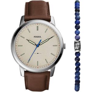 Fossil horloge + armband FS5966SET Minimalist donkerbruin