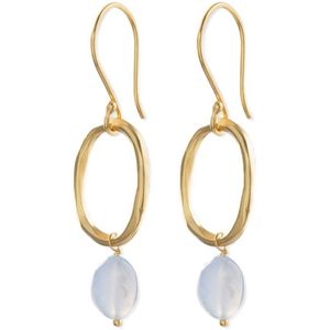 A Beautiful Story oorbellen Graceful Blauwe Agaat goudkleurig