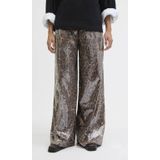 JJXX relaxed regular waist casual broek met panterprint bruin met pailletten