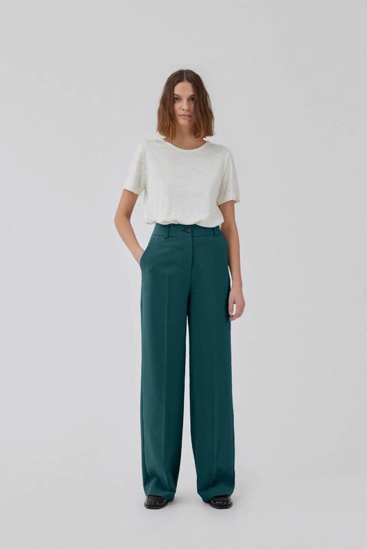 modström - Pantalon 'Gale' - Petrol - Wide Leg - Mid Waist