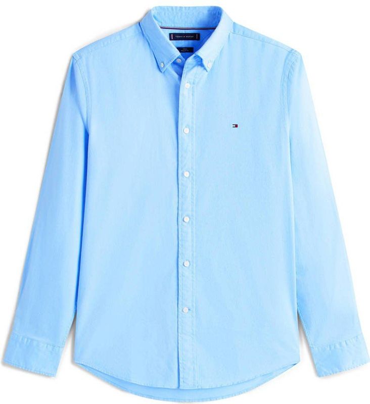 Tommy Hilfiger Overhemd Solid Flex Flannel Hemelsblauw heren