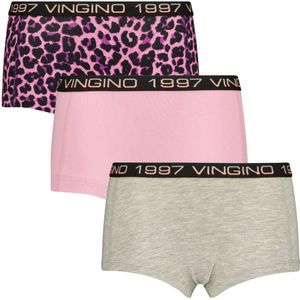Vingino short Animal - set van 3 roze/zwart/grijs