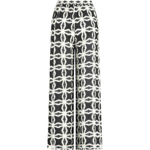 NUKUS high waist wide leg broek Josephine met all over print zwart/ecru