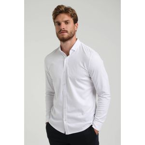 GABBIANO gemêleerd slim fit overhemd white