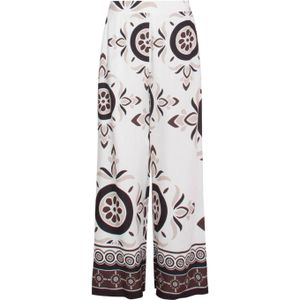 Smashed Lemon wide leg broek met all over print wit/zwart