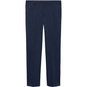 Mango Man slim fit pantalon met pied-de-poule blauw