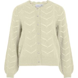 Vila - Vituli O-neck Detail Knit Cardi - Super Light Natural Melan - Vest