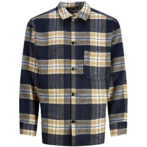 JACK & JONES JUNIOR geruit overshirt JORZAC donkerblauw/beige