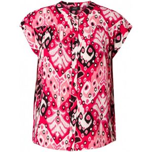 Yest top met all over print rood/lichtroze/wit