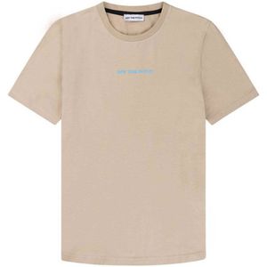 Off The Pitch slim fit T-shirt Duplicate met backprint sand