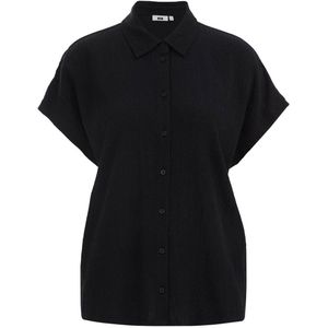 WE Fashion blouse met all over print en textuur zwart