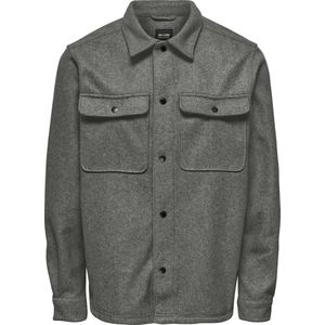 Only & Sons - Onsash Ovr Woolen Look - Overhemd - Castor Gray/Melange - Lange Mouwen