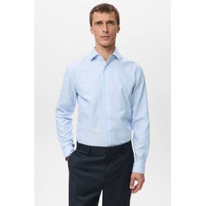 Mango Man Slim gestreepte casual overhemd lichtblauw