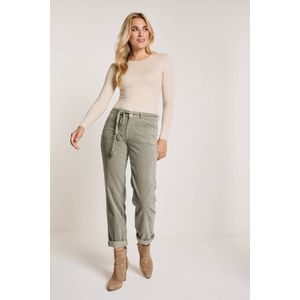 Para Mi corduroy high waist loose fit broek Bobby grijsgroen