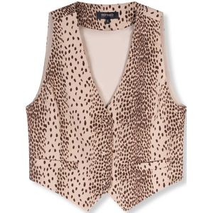 Refined Department gilet met panterprint bruin/zwart