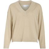 Vila - Viginny V-neck Glitter Knit Top - Frosted Almond/Light Gold - Dames