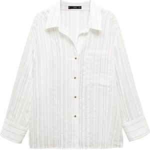 Mango blouse met krijtstreep wit,grijs