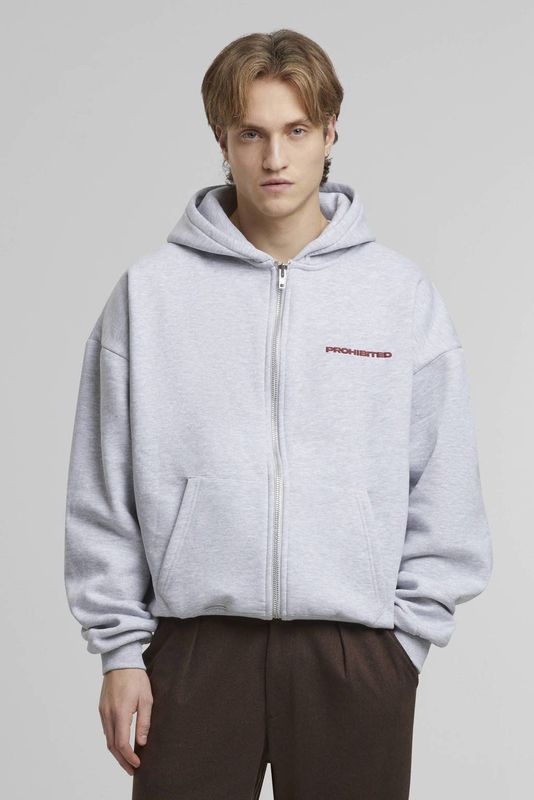 Prohibited Sweatvest  lichtgrijs / bordeaux