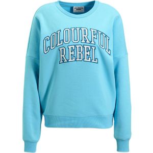 Colourful Rebel sweater met logo lichtblauw