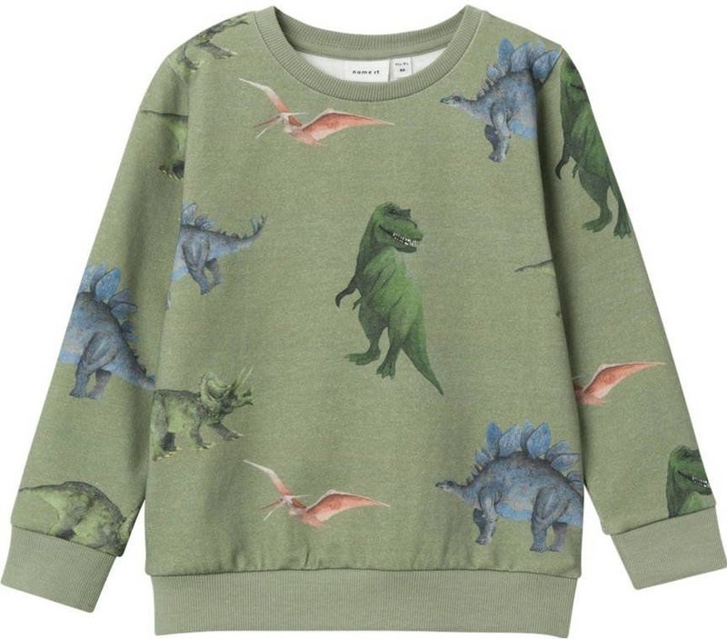 NAME IT MINI sweater NMMPNODINO met all over print groen/blauw