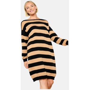 LOLALIZA gestreepte sweatjurk beige/zwart