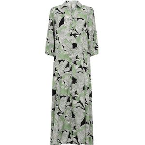 Soyaconcept maxi jurk met all over print groen/zwart/grijs
