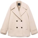 Mango wollen manteljas ecru