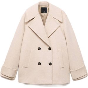 Mango wollen manteljas ecru