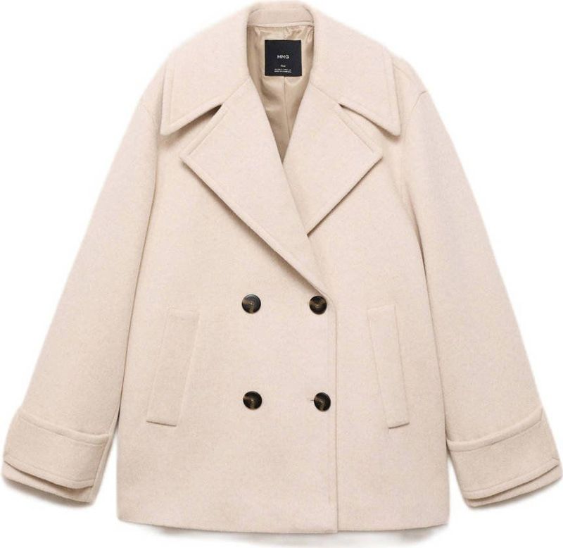 Mango wollen manteljas ecru