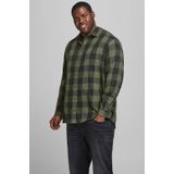 JACK & JONES PLUS SIZE geruit loose fit overhemd JJEGINGHAM Plus Size olijfgroen