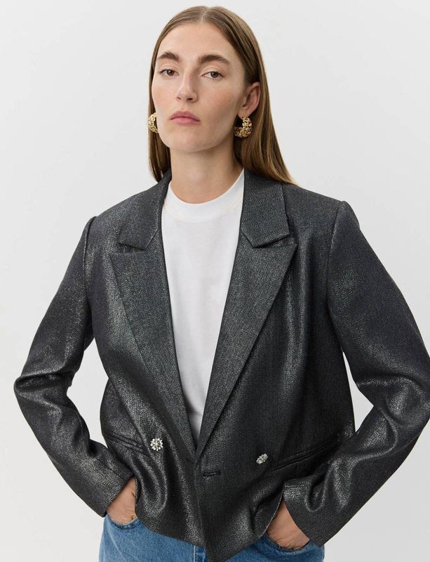 Sofie Schnoor - Cropped Blazer - Zwart - Met Glitter
