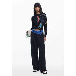 Desigual Wide leg high waist broek zwart