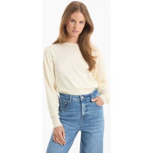anytime trui met schulprand beige