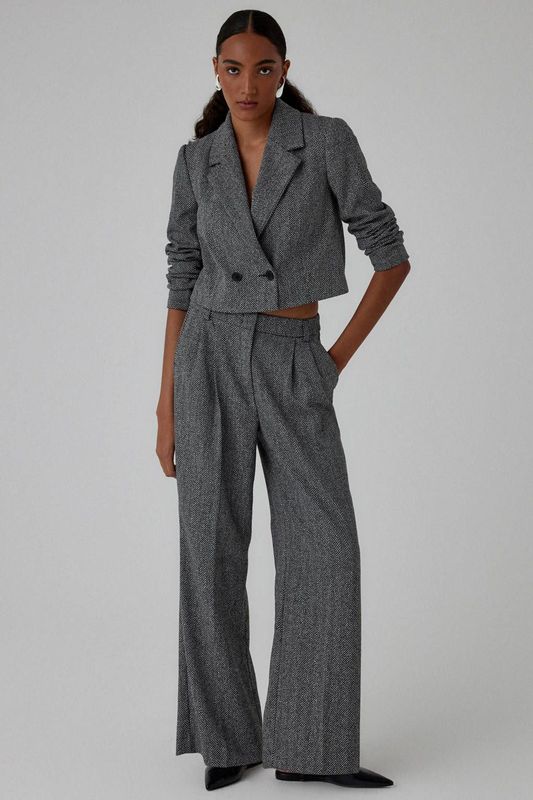 comma - Bandplooibroek - Visgraatmotief - Elegante Pantalon