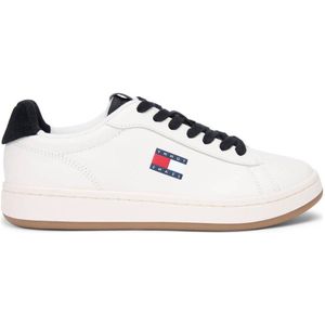 Tommy Jeans Archive '98 leren sneakers ecru/zwart