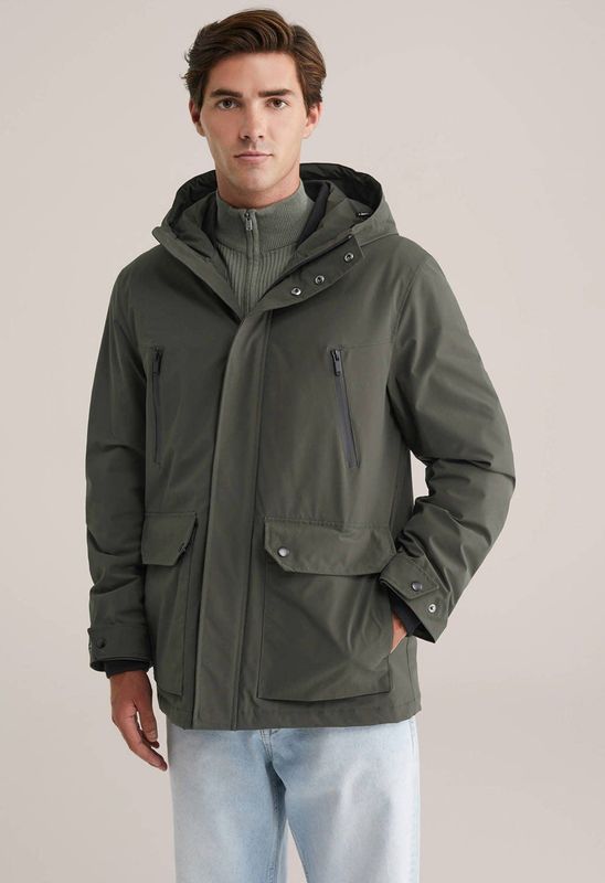 WE Fashion - Parka Jas - Heren - Waterafstotend - Met Capuchon en Zes Zakken