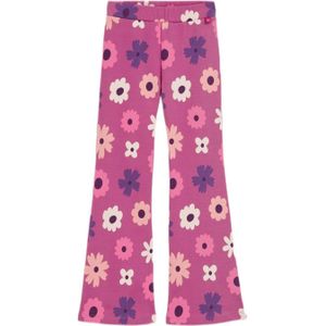 WE Fashion gebloemde broek roze/paars/ecru