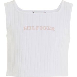 Tommy Hilfiger top met tekst wit/lichtroze