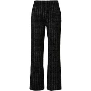 comma geruite straight fit pantalon zwart/ grijs