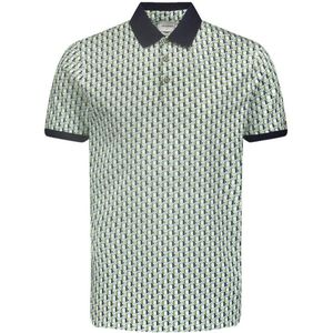 No Excess polo met all over print groen/donkerblauw/wit
