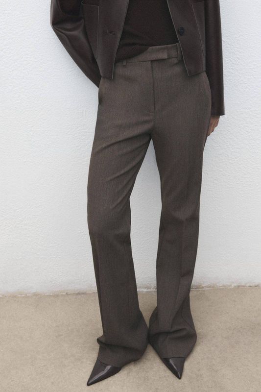 MANGO - Emma - Pantalon - Aardetinten - Flared - Mid Waist