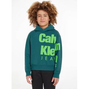 Calvin Klein hoodie met tekst zeegroen/felgroen