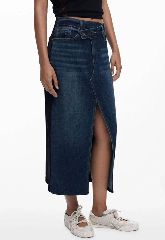 Desigual - Fal_Twisted 25Wwfd 03 - Lange Denim Rok - Blauw - Katoen